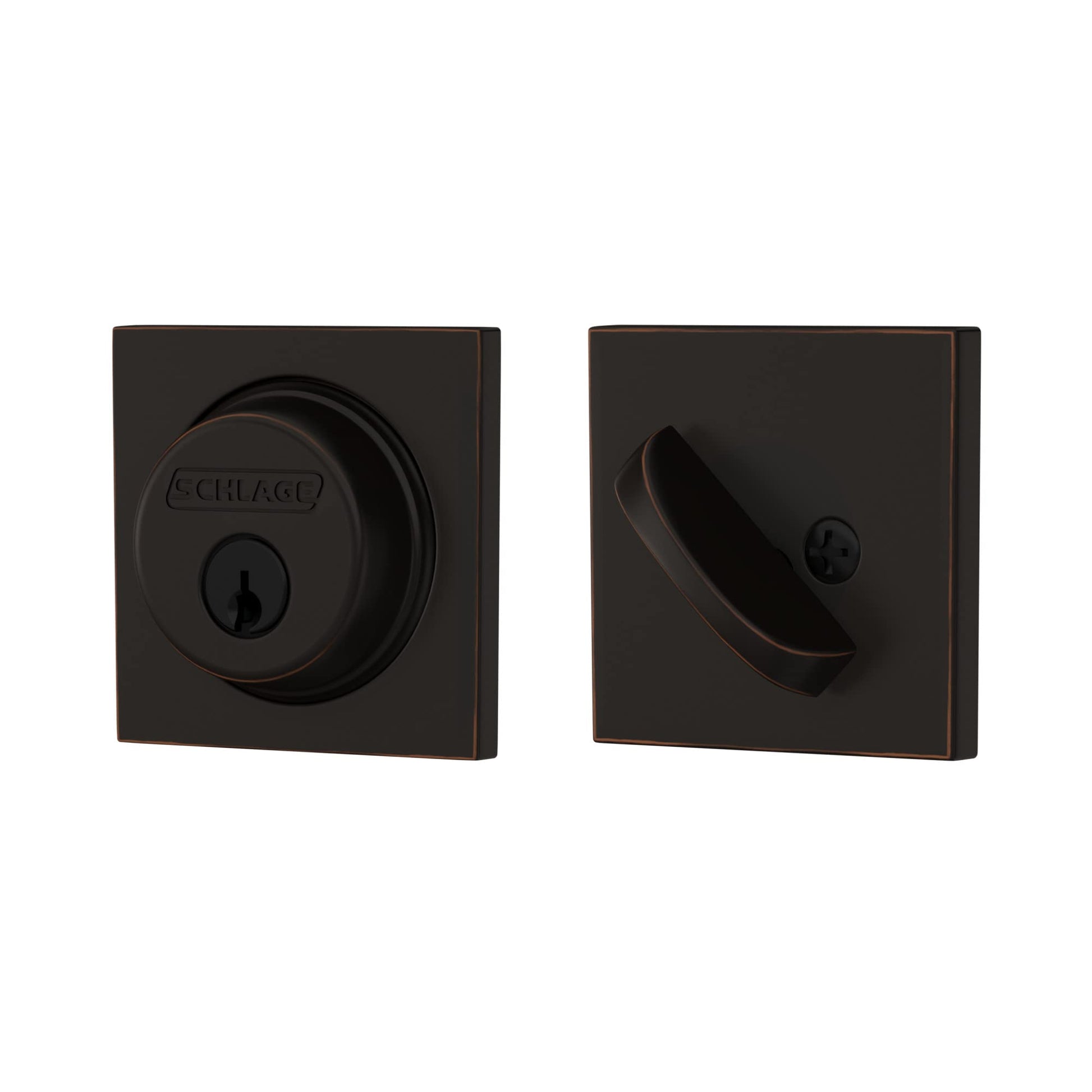SCHLAGE Lock Company Single Cylinder Deadbolt with Collins Trim, Aged Bronze (B60 N COL 716)