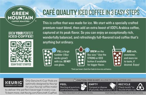 Green Mountain Coffee Roasters ICED Vanilla Caramel, Single Serve Keurig K-Cup Pods, Flavored Iced Coffee, 12 Count