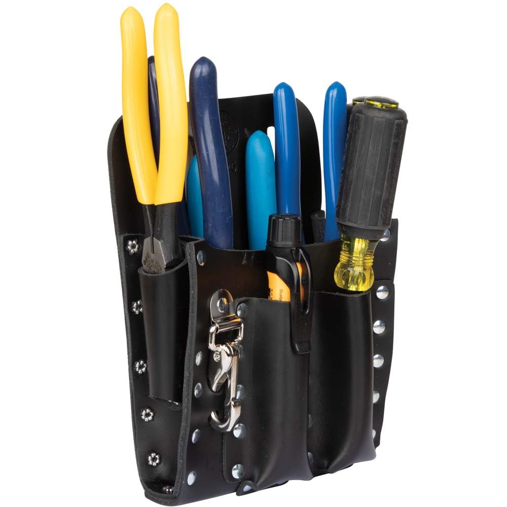 Klein Tools 5126 Leather Tool Pouch with Knife Snap, 5-Pocket