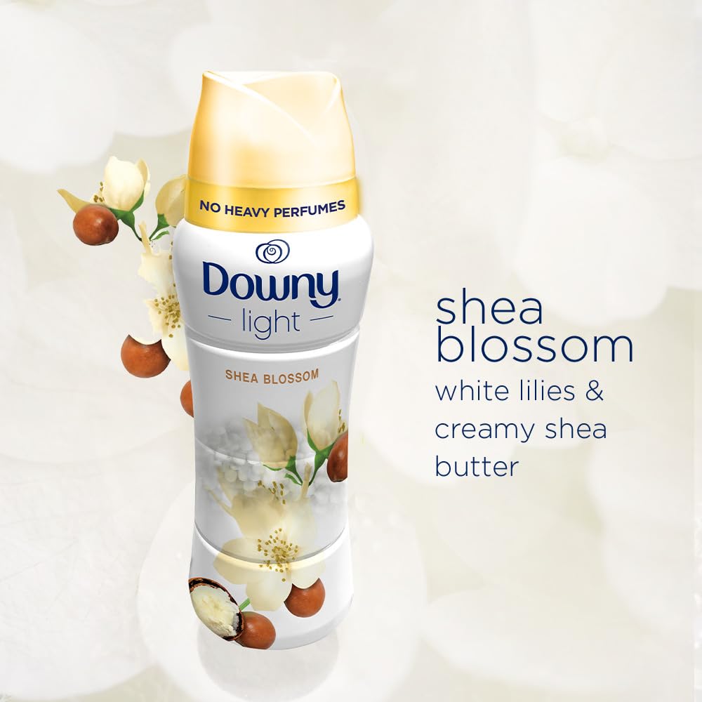 Downy Light Laundry Scent Booster Beads for Washer, Shea Blossom, 24 oz, with No Heavy Perfumes
