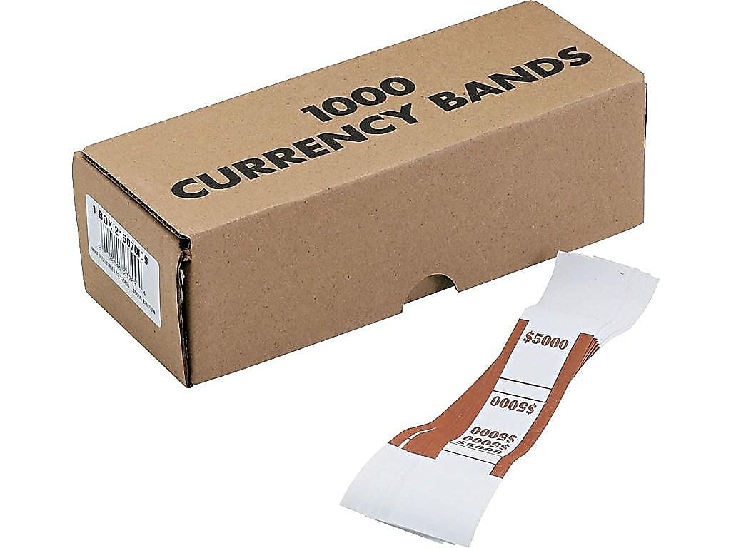 The Coin-Tainer Co. $5000 Currency Band, Brown, 1000 Count (405000), Brown/White