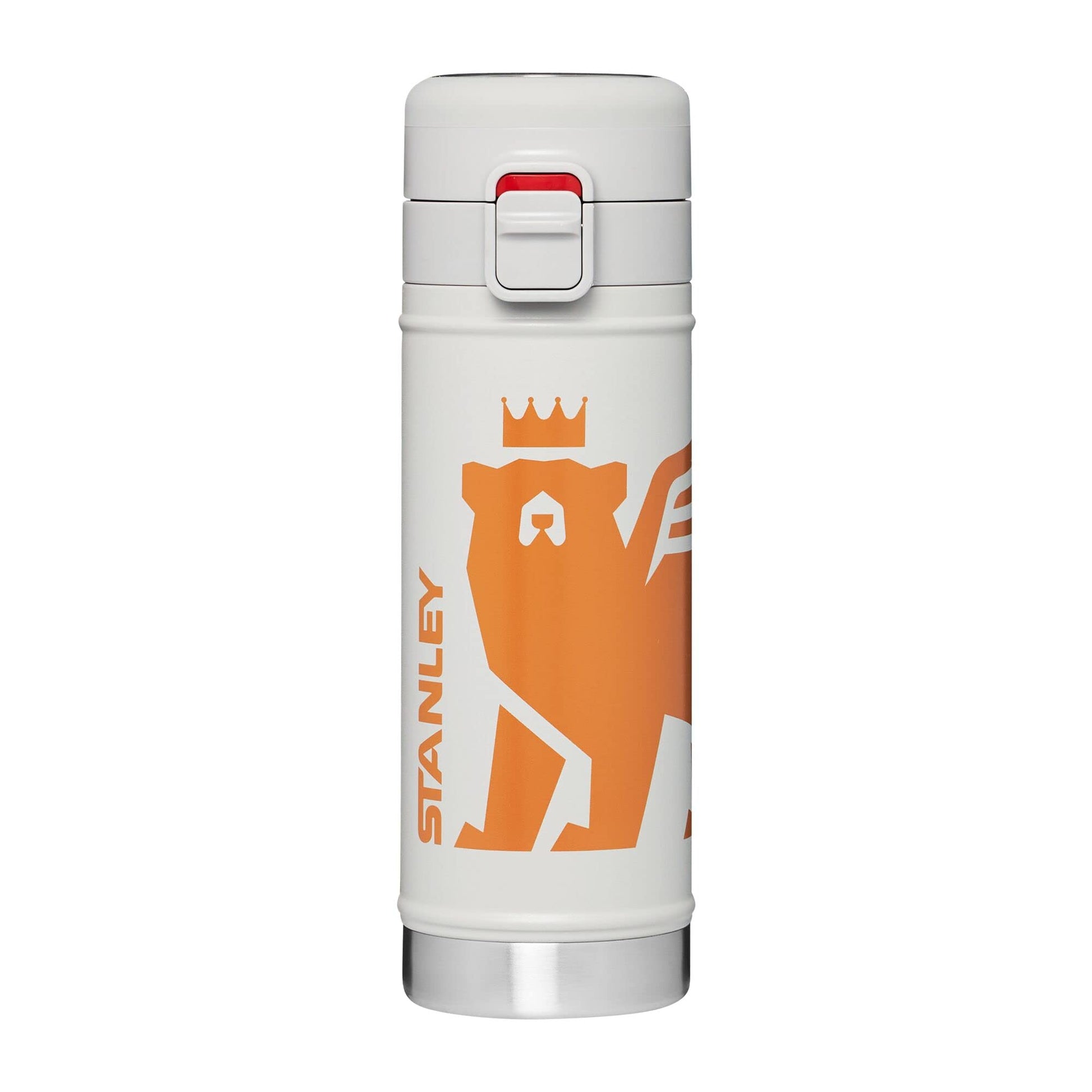 Stanley FlowSteady Bear Cub Bottle, 17oz, Stainless Steel Insulated Water Bottle for Kids (8 and Above) with 3 Interchangeable Metal Badges, Ash