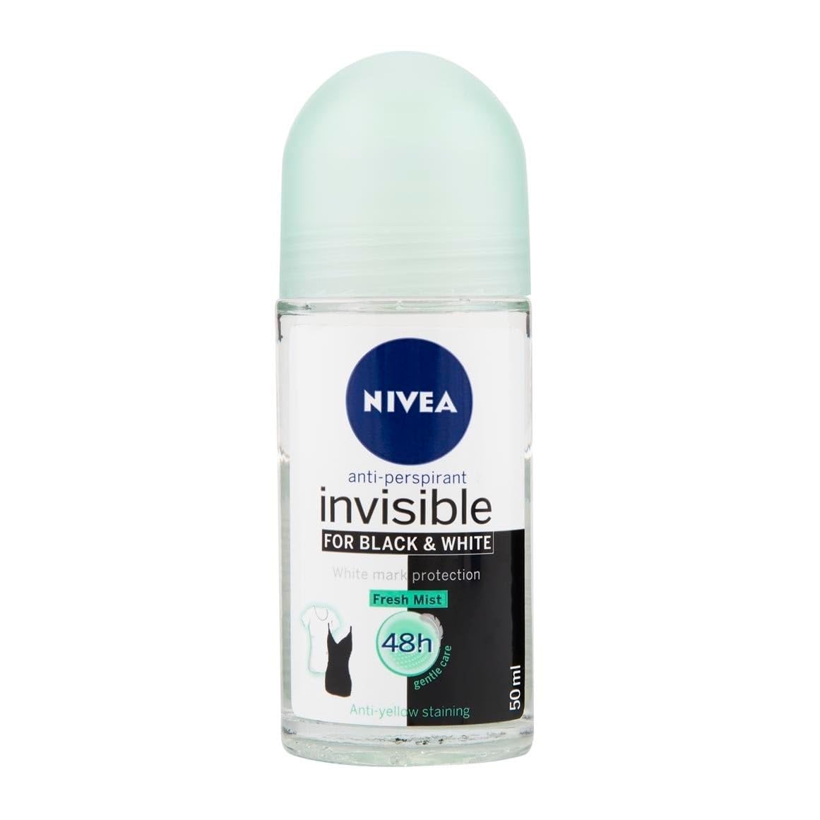 Nivea Invisible Black & White Fresh Anti-Perspirant Roll-On Deodorant -6 Pack