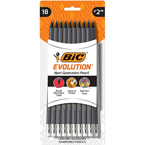 BIC Evolution Cased Pencil, #2 Lead, Yellow Barrel, 24-Count (PGEYP241-BLK)