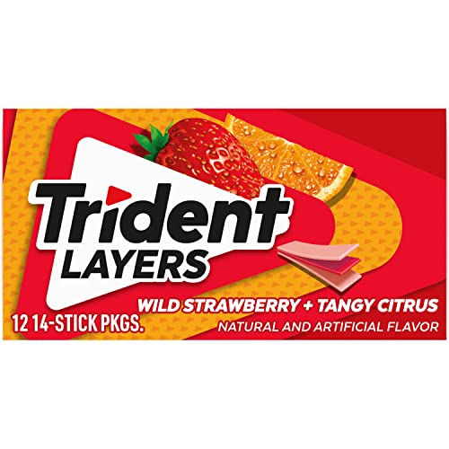 Trident Layers Strawberry & Citrus Sugar Free Gum, 12 Packs of 14 Pieces