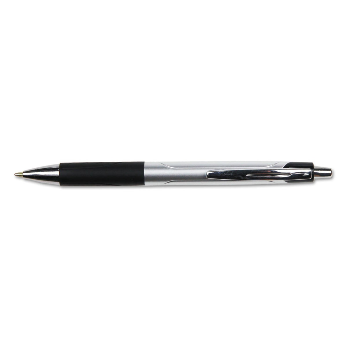 Universal 15540 Advanced Ink Retractable Ballpoint Pen, Black Ink, Silver, 1mm, Dozen