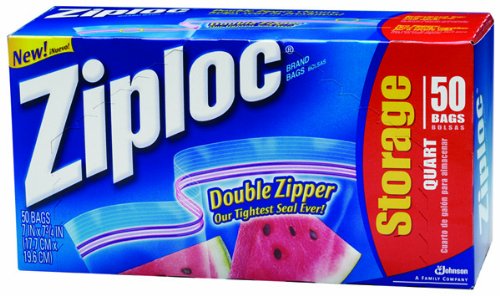 Ziploc CB003103 Storage Bags Quart Size, Retail Pack, 50 Count (9-Pack)