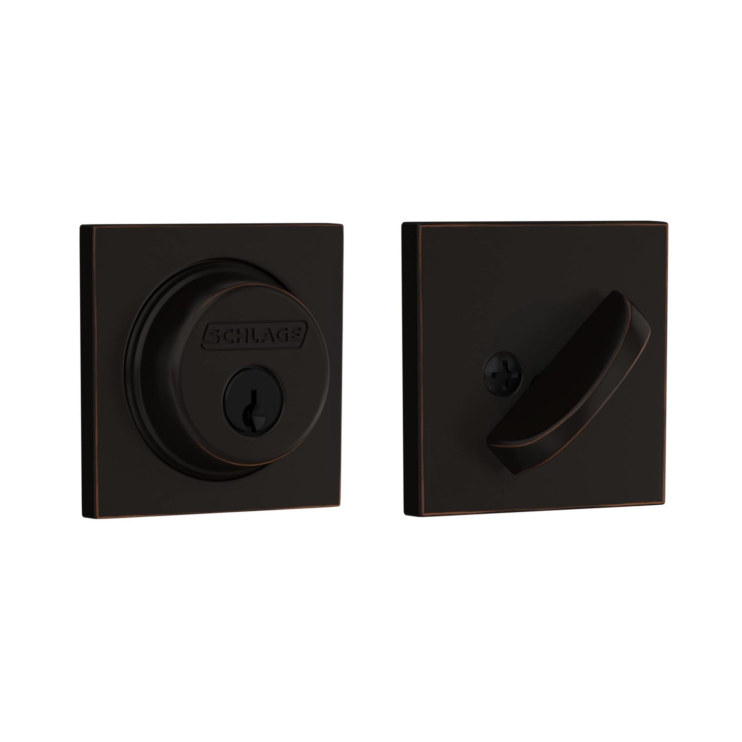 SCHLAGE Lock Company Single Cylinder Deadbolt with Collins Trim, Aged Bronze (B60 N COL 716)