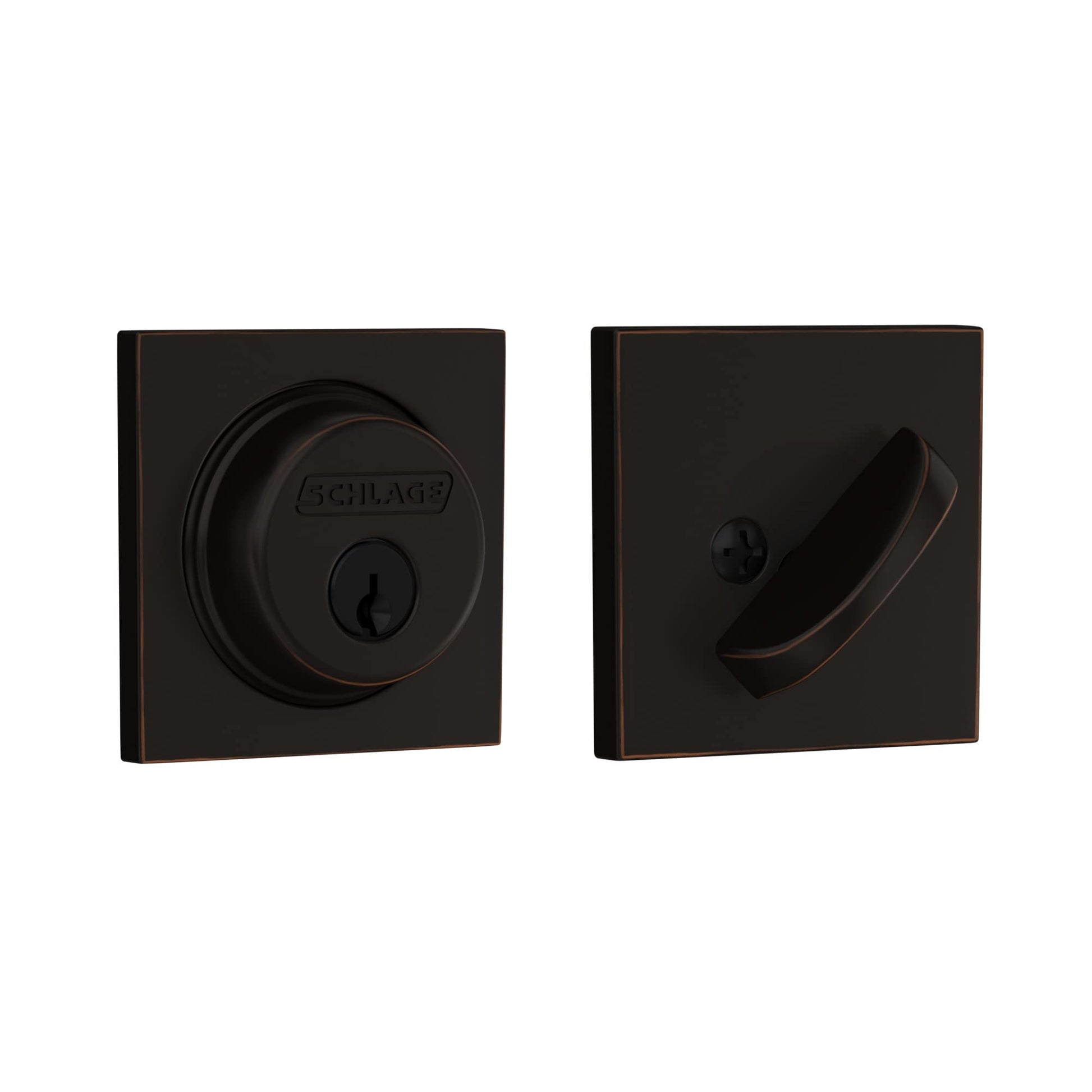 SCHLAGE Lock Company Single Cylinder Deadbolt with Collins Trim, Aged Bronze (B60 N COL 716)