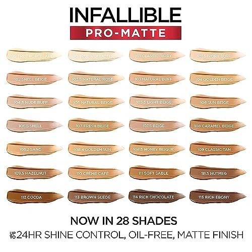 L'Oreal Paris Cosmetics Makeup Infallible Pro-Matte Liquid Longwear Foundation, Caramel Beige, 1 fl oz