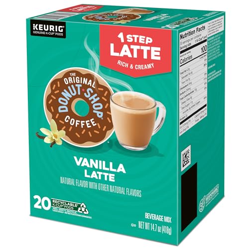 The Original Donut Shop Vanilla Latte, Single-Serve Keurig K-Cup Pods, Flavored Coffee, 20 Count