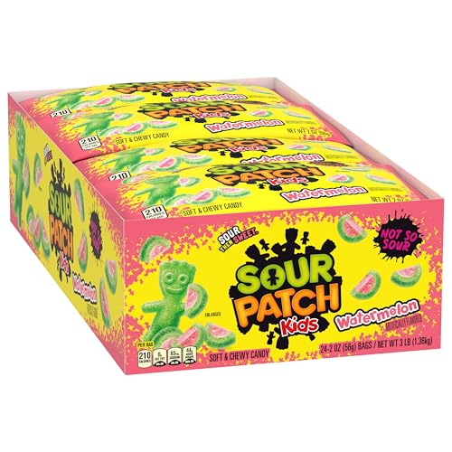 SOUR PATCH KIDS Watermelon Soft & Chewy Candy, Bulk Candy, 24 - 2 oz Bags