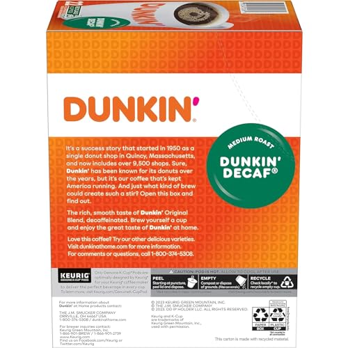 Dunkin' Decaf Medium Roast Coffee, 22 Count(Pack of 4)