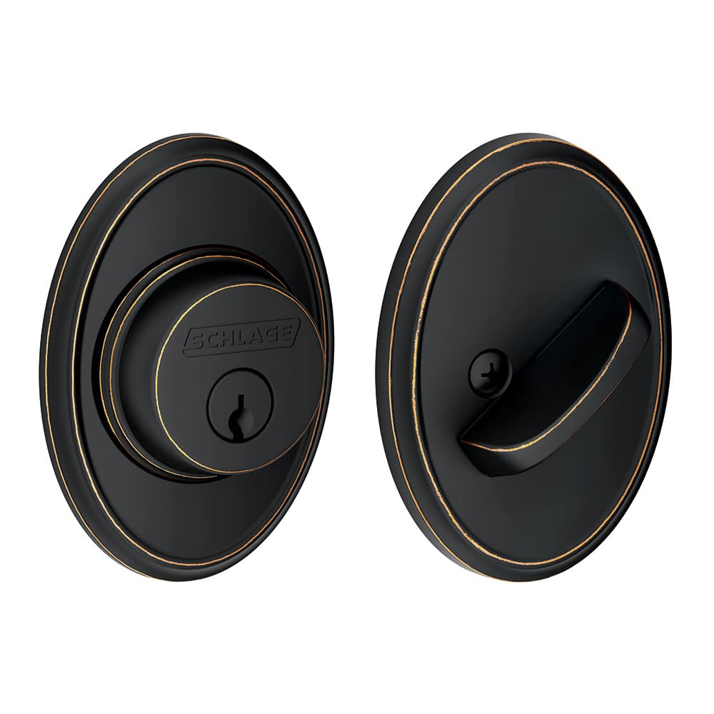 SCHLAGE Lock Company Single Cylinder Deadbolt with Wakefield Trim, Aged Bronze (B60 N WKF 716)