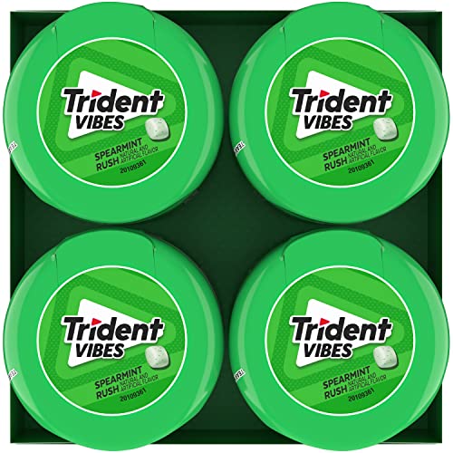 Trident Vibes Spearmint Rush Sugar-Free Chewing Gum, 4 Bottles of 40 Pieces (160 Total Pieces)