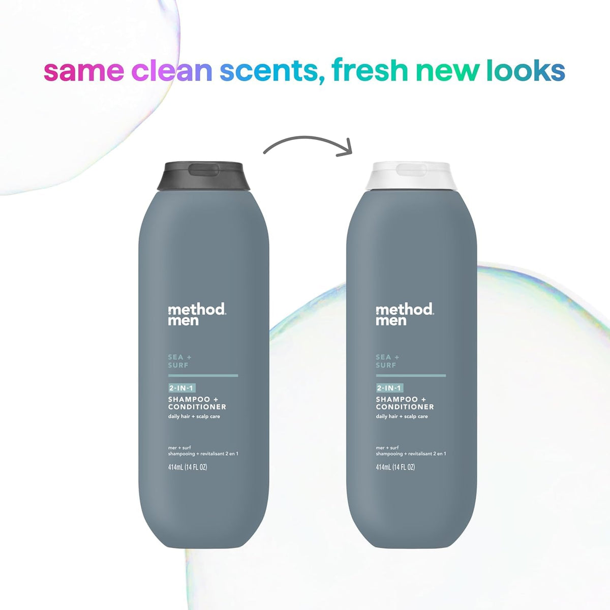 Method Men 2-in-1 Shampoo + Conditioner, Sea + Surf, 14 Ounces, Packaging May Vary