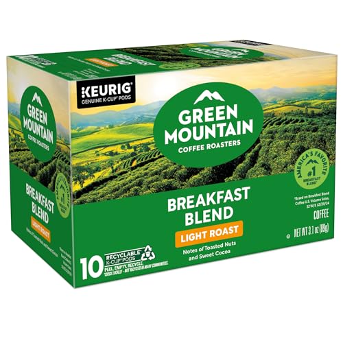 Green Mountain Coffee Roasters Breakfast Blend, Keurig Single Serve K-Cup Pods, Light Roast Coffee, 60 Count, (6 Packs of 10)