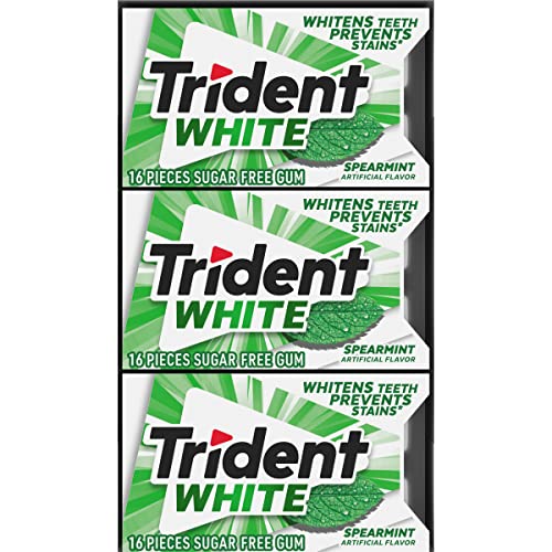 Trident White Spearmint Sugar-Free Chewing Gum, 9 Pack of 16 Pieces (144 Total Pieces)