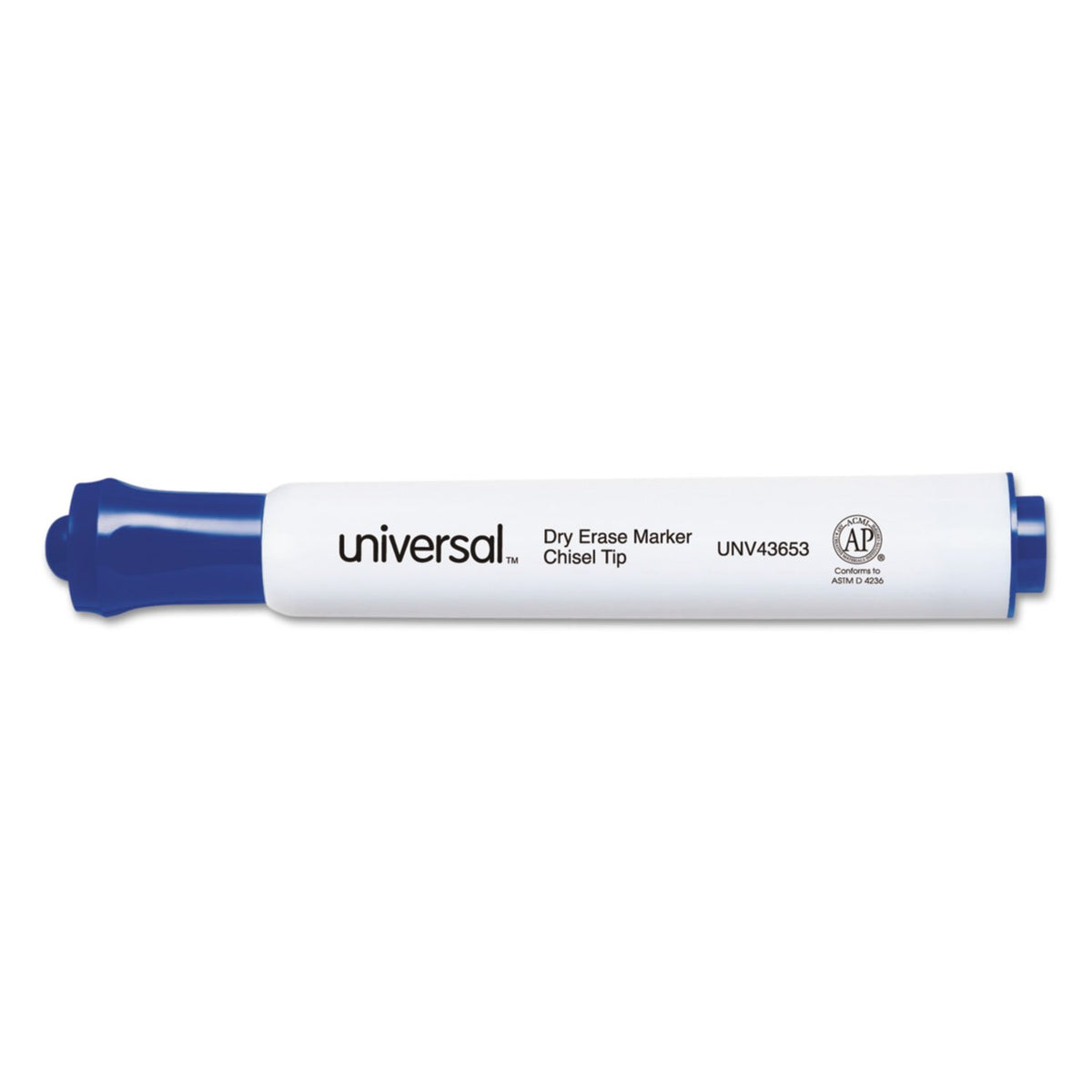 Universal UNV43653 Broad Chisel Tip Dry Erase Marker - Blue (1 Dozen)