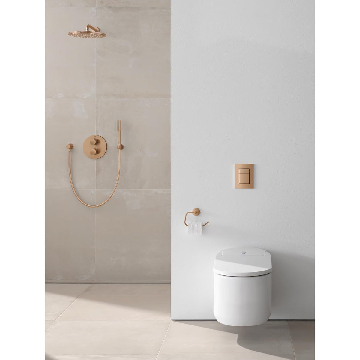 Essentials Pivoting Toilet Paper Holder, Brushed Cool Sunrise