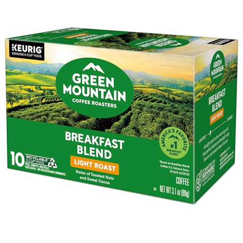 Green Mountain Coffee Roasters Breakfast Blend, Keurig Single Serve K-Cup Pods, Light Roast Coffee, 60 Count, (6 Packs of 10)
