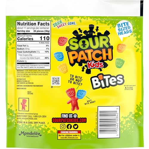 SOUR PATCH KIDS Bites Soft & Chewy Candy, Bulk Candy, 12-12 oz Bags