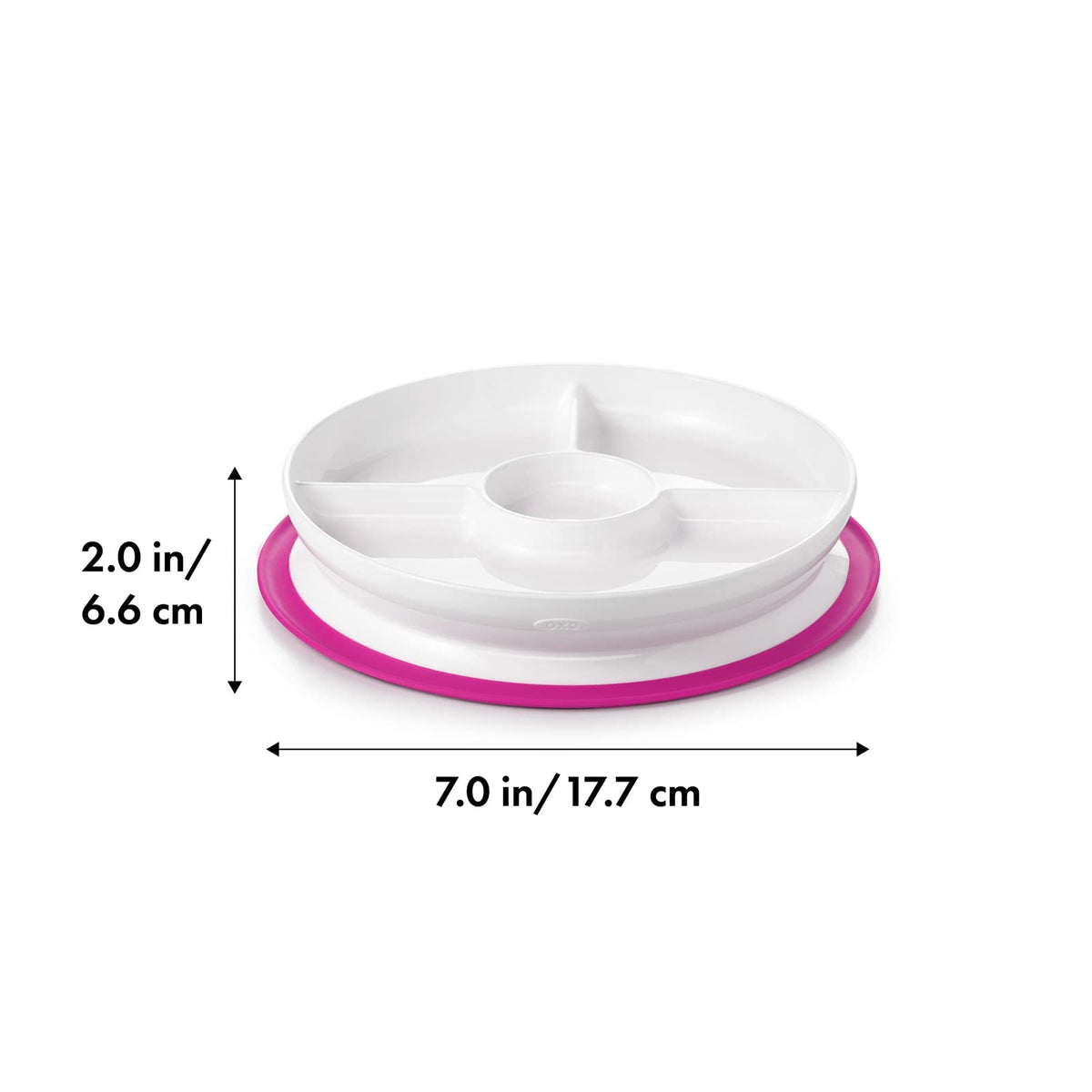 OXO Tot Stick & Stay Suction Divided Plate - Pink