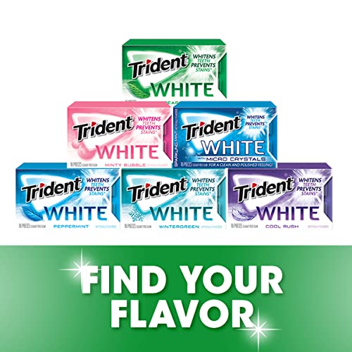 Trident White Spearmint Sugar-Free Chewing Gum, 9 Pack of 16 Pieces (144 Total Pieces)
