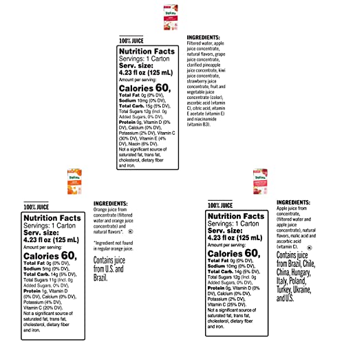 Tropicana 100% Juice Box, 3 Flavor Classic Variety Pack, 4.23oz (Pack of 44)