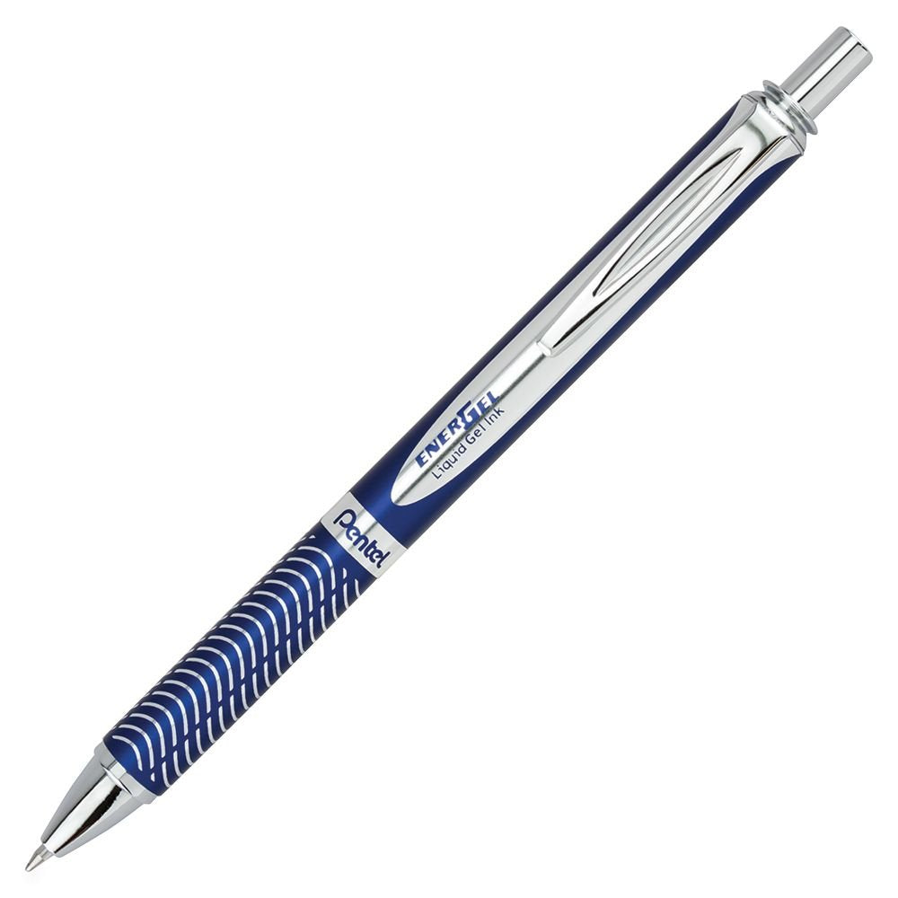 PENTEL EnerGel Alloy RT Retractable Liquid Gel Pen.7mm, Blue Barrel, Black Ink (BL407CA)
