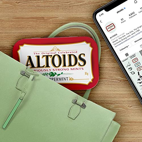 ALTOIDS Curiously Strong Breath Mints, Individual Packs, 1.76-Ounce Tins - Cinnamon - Peppermint - Spearmint - Wintergreen - Great For Holidays, Parties, Gifts & More! (Peppermint - 1.76 Ounce, 6)