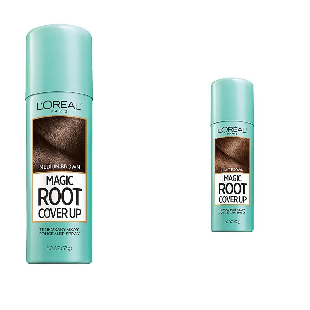 L'Oreal Paris Magic Root Cover Up Gray Concealer Spray Medium Brown and Light Brown, 2 Oz