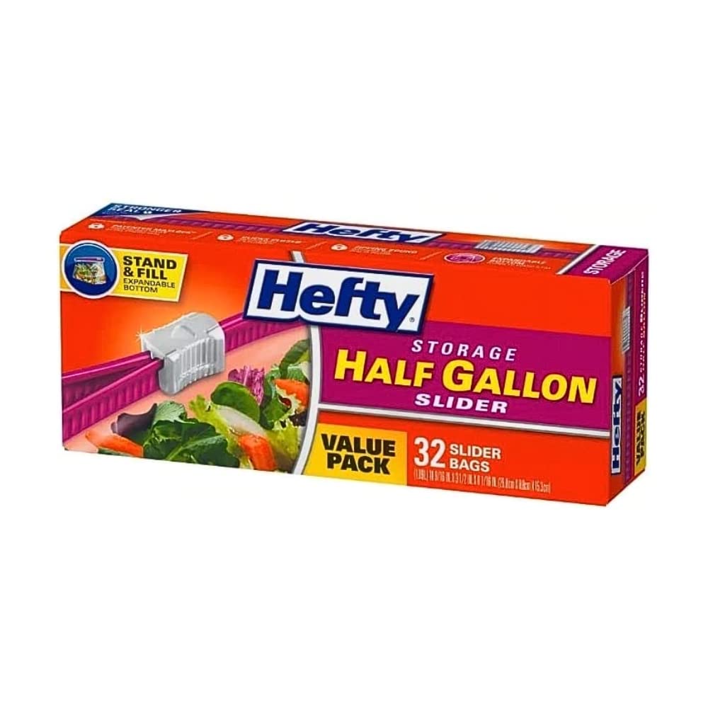 Hefty Slider Storage Bags, Half Gallon Size (32 Count (Pack of 2))