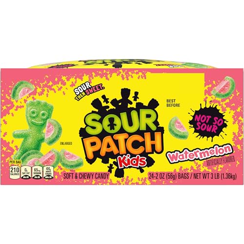 SOUR PATCH KIDS Watermelon Soft & Chewy Candy, Bulk Candy, 24 - 2 oz Bags