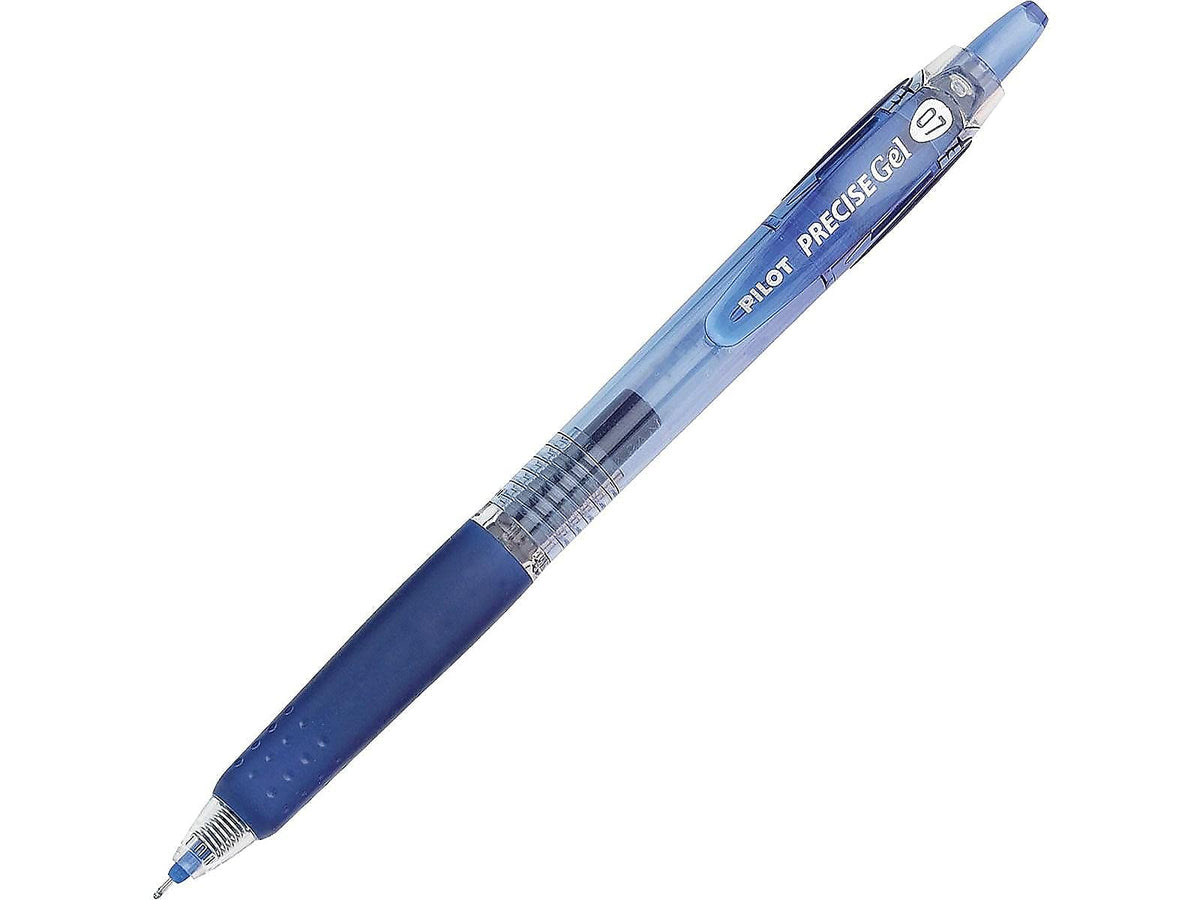 Pilot, Precise BeGreen, Refillable & Retractable Gel Roller Pens, Fine Point 0.7 mm, Blue, Pack of 12