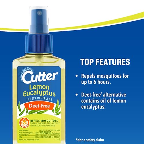 Cutter Lemon Eucalyptus Insect Repellent 4 Ounces, DEET-Free Pump Spray, 6 Pack