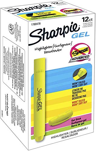 SHARPIE 1780478 Accent Gel Highlighter, Fluorescent Yellow, 12-Pack