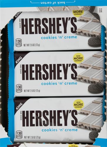 HERSHEY'S COOKIES 'N' CREME King Size Candy, Bulk, Individually Wrapped, 2.6 oz Bars (18 Count)