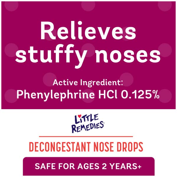 Little Remedies Decongestant Nose Drops | Ages 2-6 | 0.5 Fl. Oz (Pack of 4)