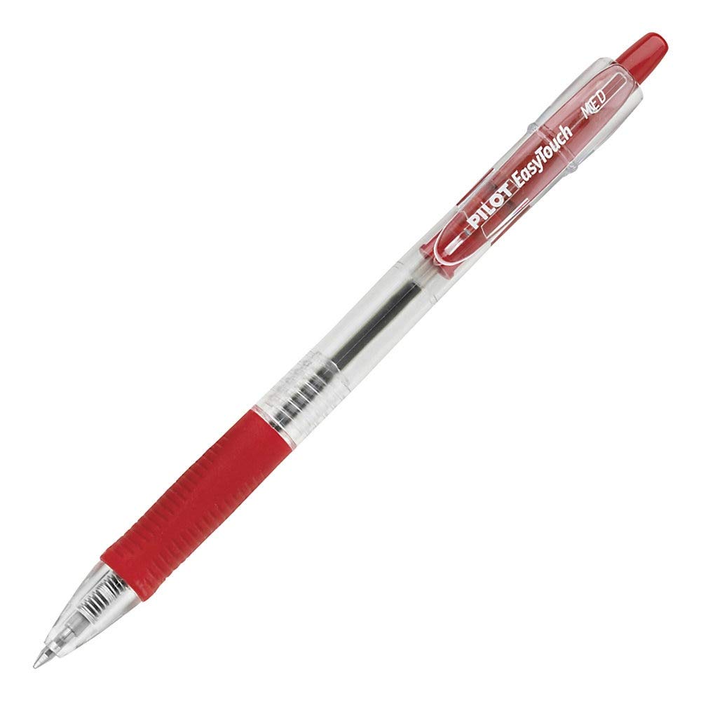 PILOT EasyTouch Refillable & Retractable Ballpoint Pens, Medium Point, Red Ink, 12-Pack (32222)