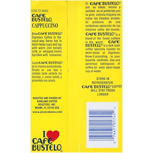 Café Bustelo Espresso Dark Roast Ground Coffee Brick, 16 Ounces (Pack of 12)