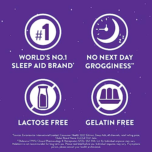 ZzzQuil PURE Zzzs Melatonin Sleep Aid Gummies, Helps You Fall Asleep Naturally, Wildberry Vanilla Flavor, Chamomile Lavender & Valerian Root, 1mg per gummy, 24 Count