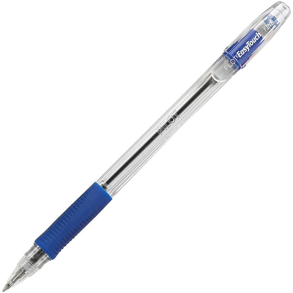 PILOT EasyTouch Ballpoint Stick Pens, Fine Point, Blue Ink, 12-Pack (32002)