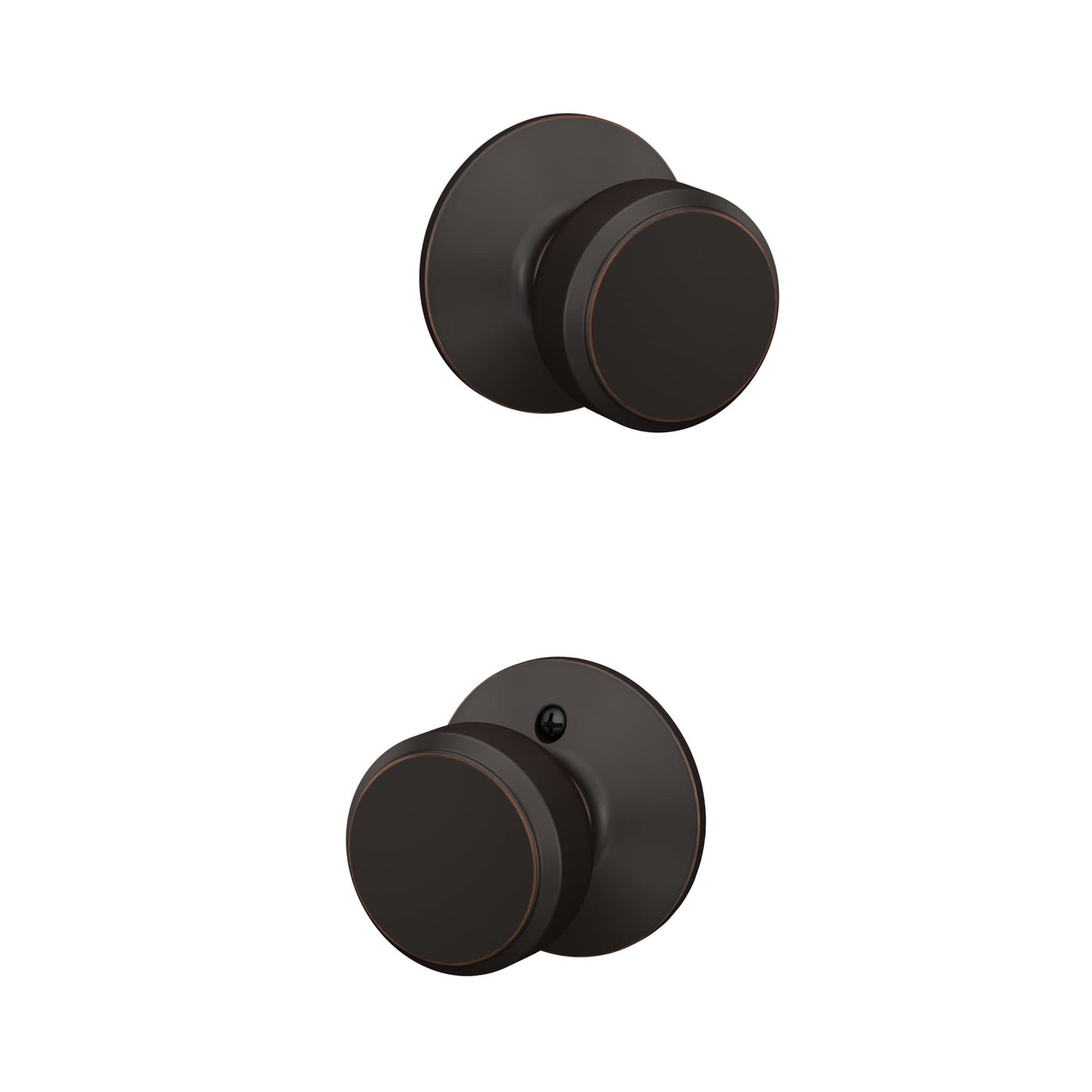 Schlage F10 BWE 716 Bowery Door Knob, Hall & Closet Passage Lock, Aged Bronze