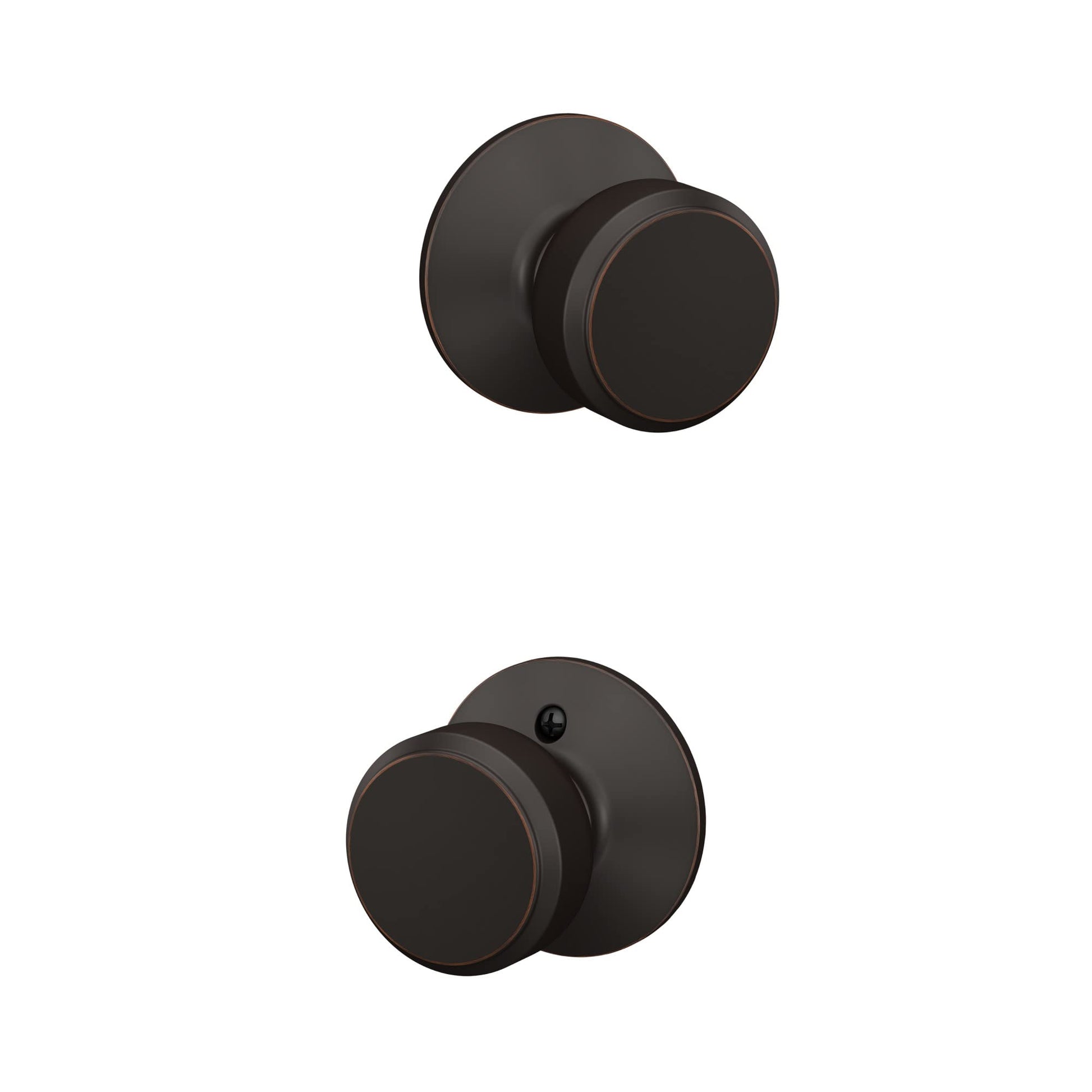 Schlage F10 BWE 716 Bowery Door Knob, Hall & Closet Passage Lock, Aged Bronze