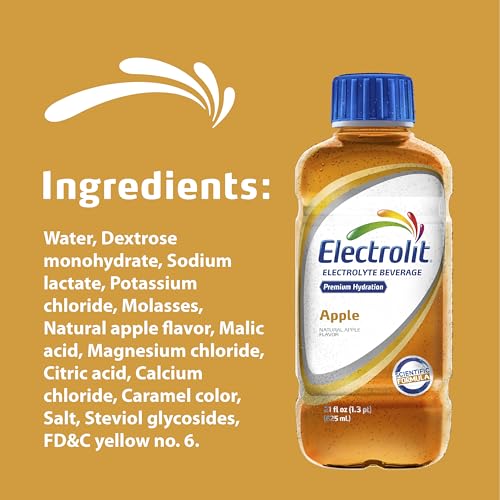 Electrolit Hydration Electrolyte Drinks, Sports Beverages with Electrolytes, Magnesium, Calcium & Potassium, Recovery Drink for Post Workout, 12 Pack (Apple)