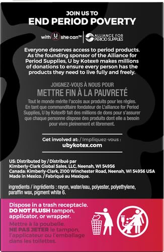 U by Kotex Click Compact Tampons, Regular Absorbency, Unscented, 32 Count