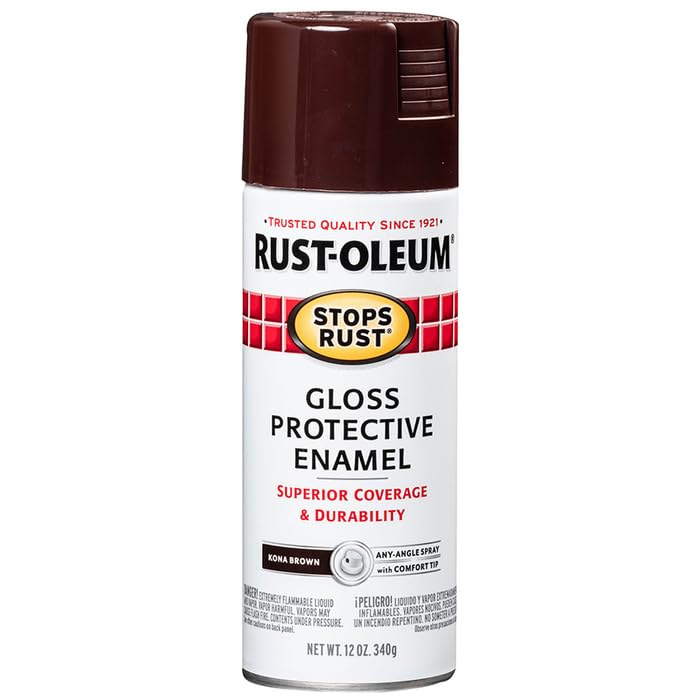 Rust-Oleum 267112 Stops Rust Spray Paint, 12 oz, Gloss Kona Brown