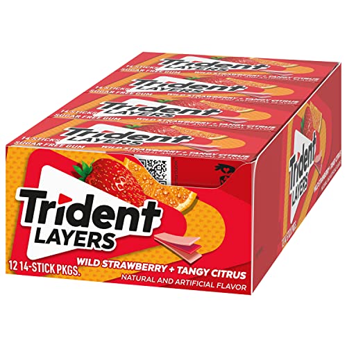 Trident Layers Strawberry & Citrus Sugar Free Gum, 12 Packs of 14 Pieces