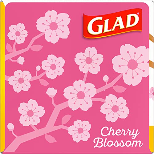 Glad Small Trash Bags 4 Gallon, Febreze Cherry Blossom Garbage Bags, Odor Resistant with Drawstring, 80 Count